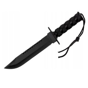 Zwaar RVS Rambo mes (35 cm) in zwart foedraal